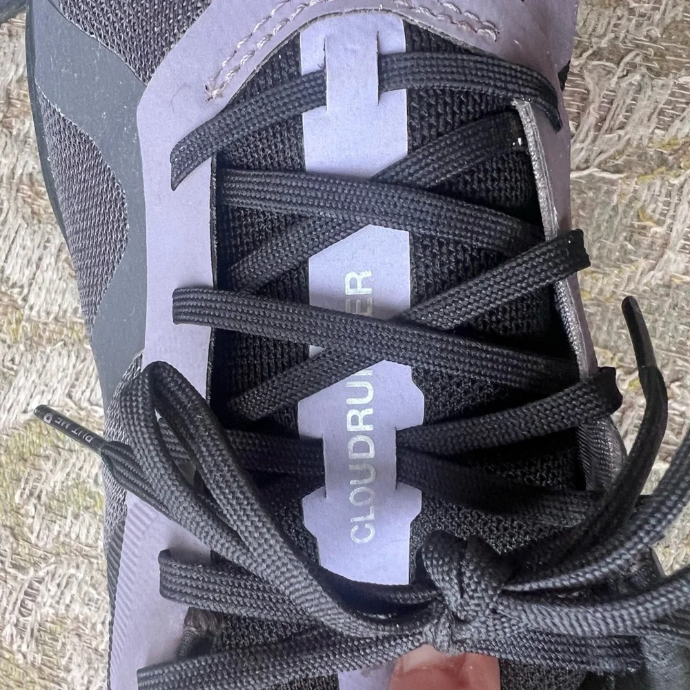 On Running Women’s Cloudrunner Black and Purple Sneakers - Picture 3 of 7